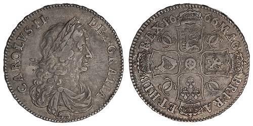 1666/4 elephant halfcrown