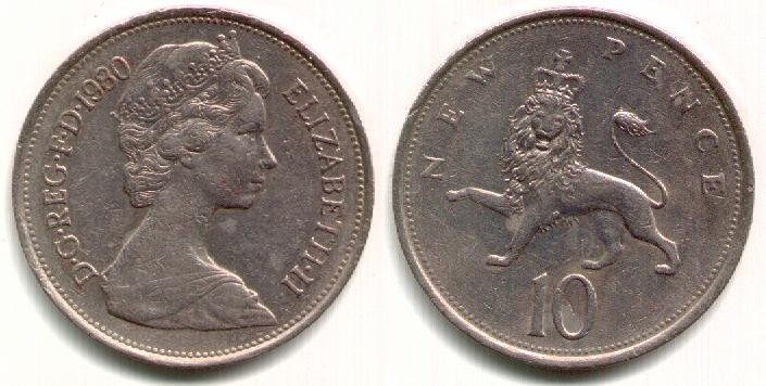 1980 10 pence coin value