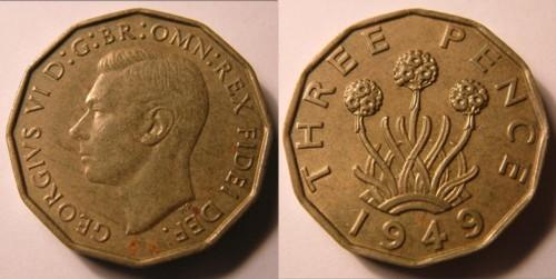 GEORGE VI THRUPENNY BIT/THREEPENCE Nickel-brass Coin 1937
