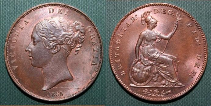 1855 copper penny